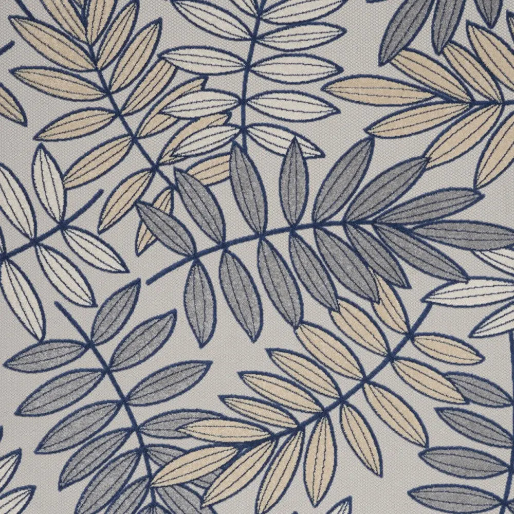 9' X 12' Ivory And Blue Indoor Outdoor Area Rug - GreatEagleInc