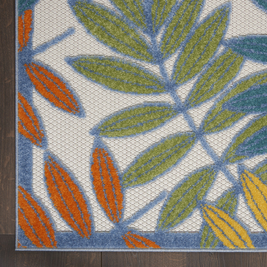 9' X 12' Ivory And Blue Indoor Outdoor Area Rug - GreatEagleInc
