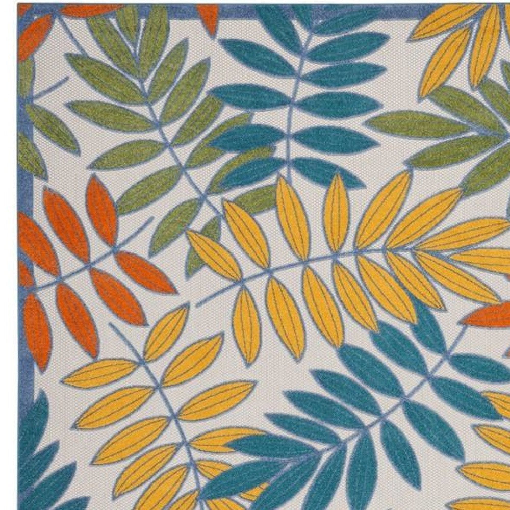 9' X 12' Ivory And Blue Indoor Outdoor Area Rug - GreatEagleInc