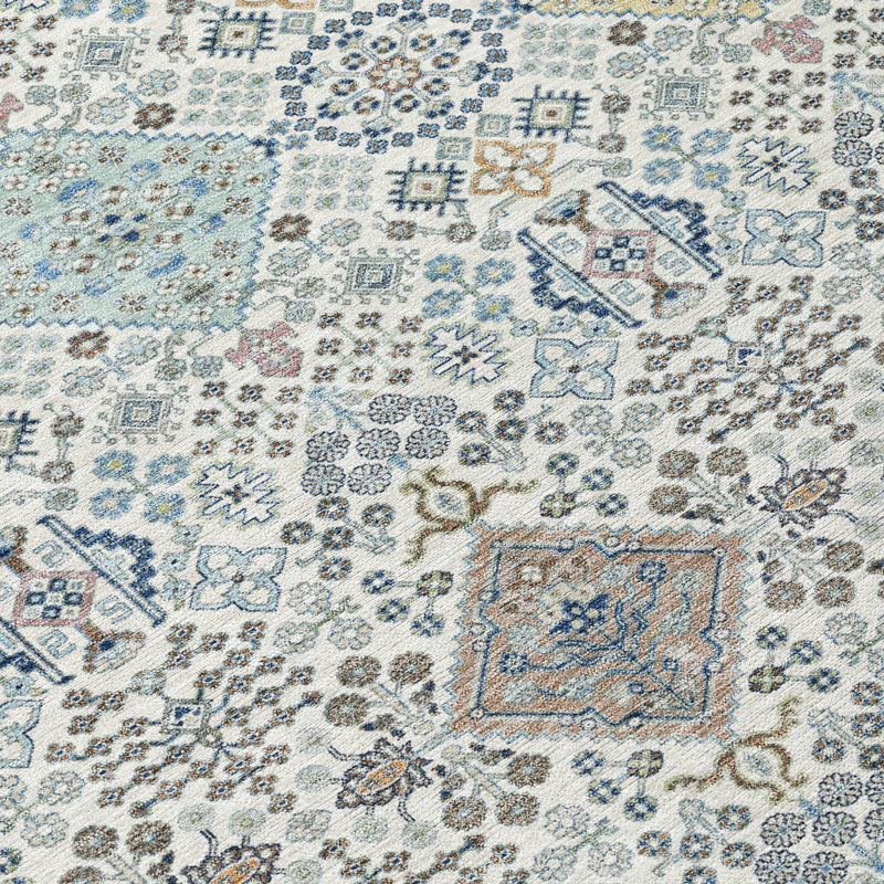 9' X 12' Ivory And Blue Oriental Washable Indoor Outdoor Area Rug Homeroots Outdoor
