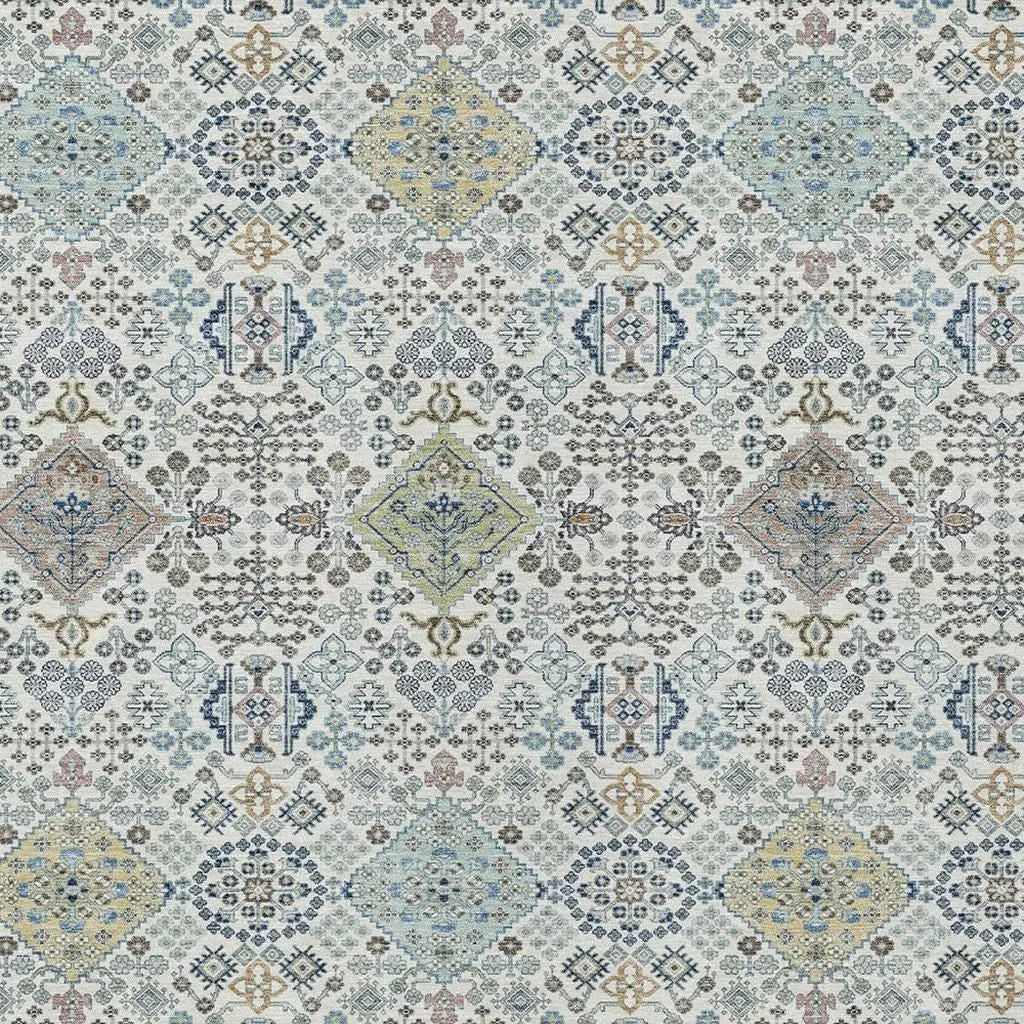 9' X 12' Ivory And Blue Oriental Washable Indoor Outdoor Area Rug Homeroots Outdoor