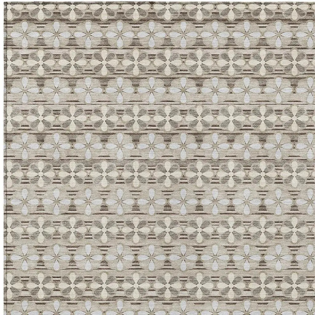 9' X 12' Ivory And Blue Striped Washable Indoor Outdoor Area Rug Homeroots Outdoor