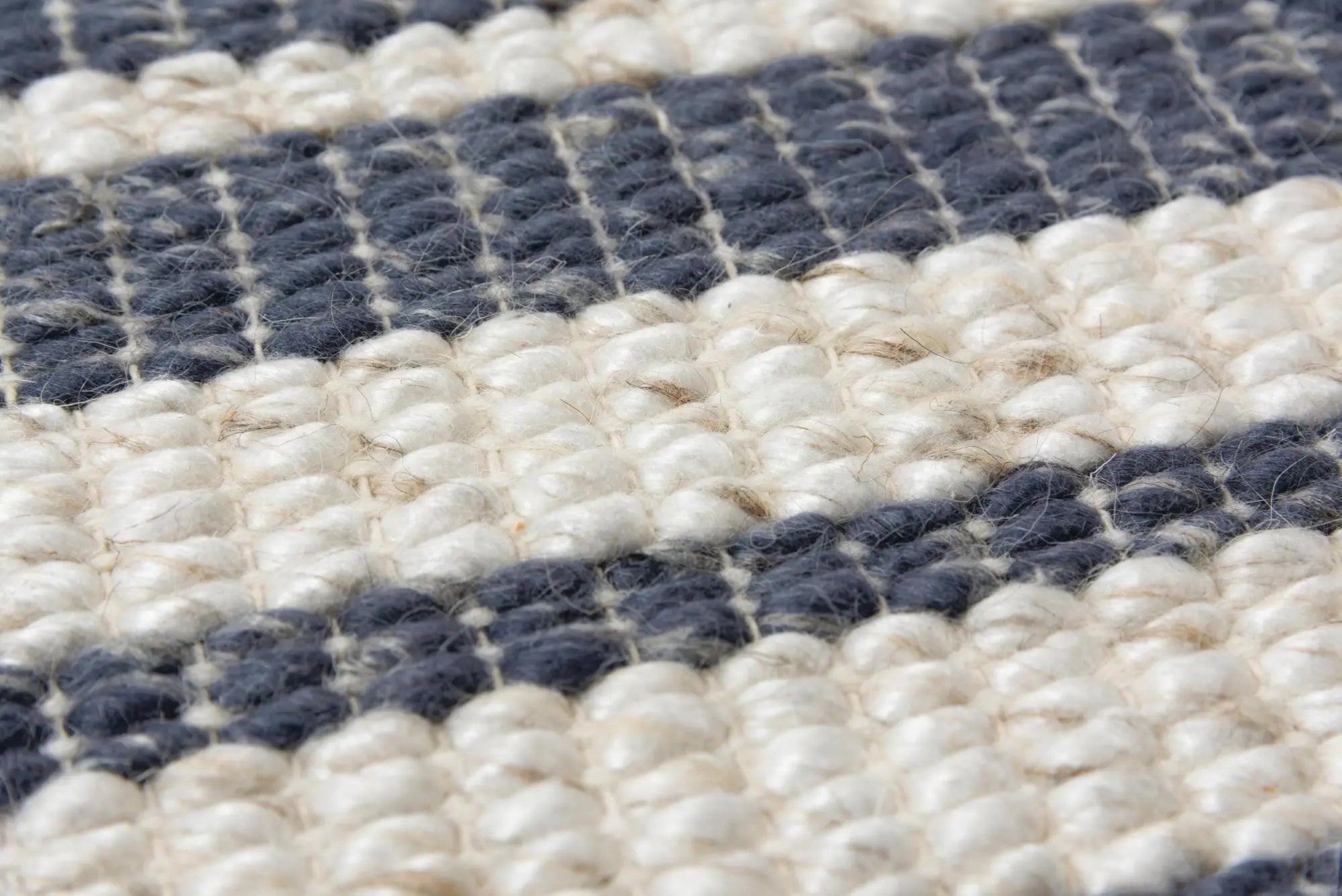 9' X 12' Ivory And Blue Wool Striped Hand Woven Area Rug Homeroots Home Decor