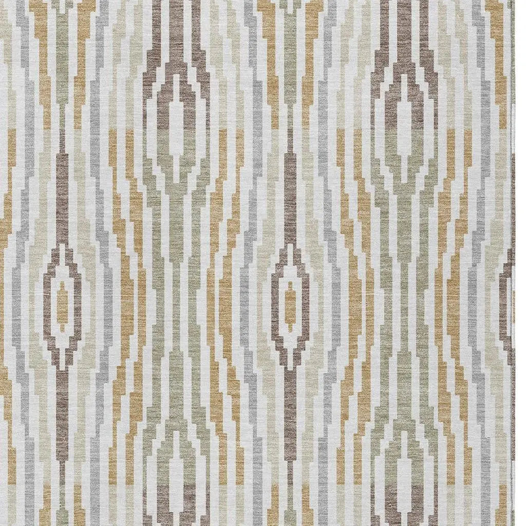 9' X 12' Ivory And Brown Abstract Washable Indoor Outdoor Area Rug Homeroots Outdoor