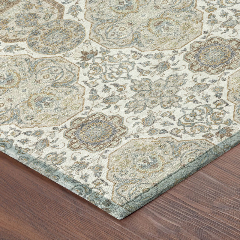 9' X 12' Ivory And Brown Floral Washable Indoor Outdoor Area Rug Homeroots Outdoor