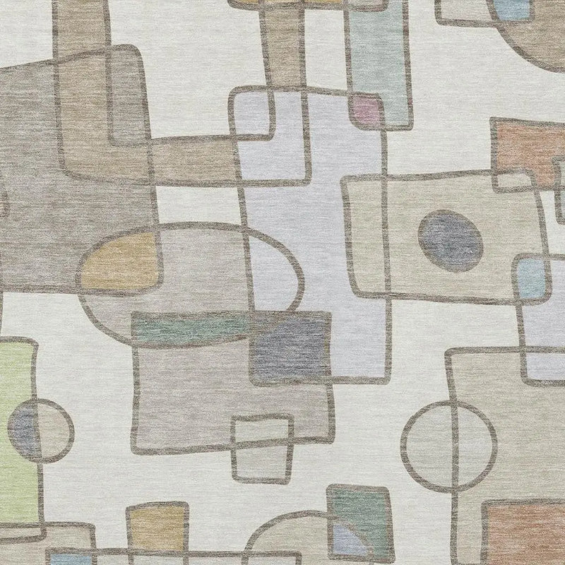 9' X 12' Ivory And Brown Geometric Washable Indoor Outdoor Area Rug Homeroots Outdoor