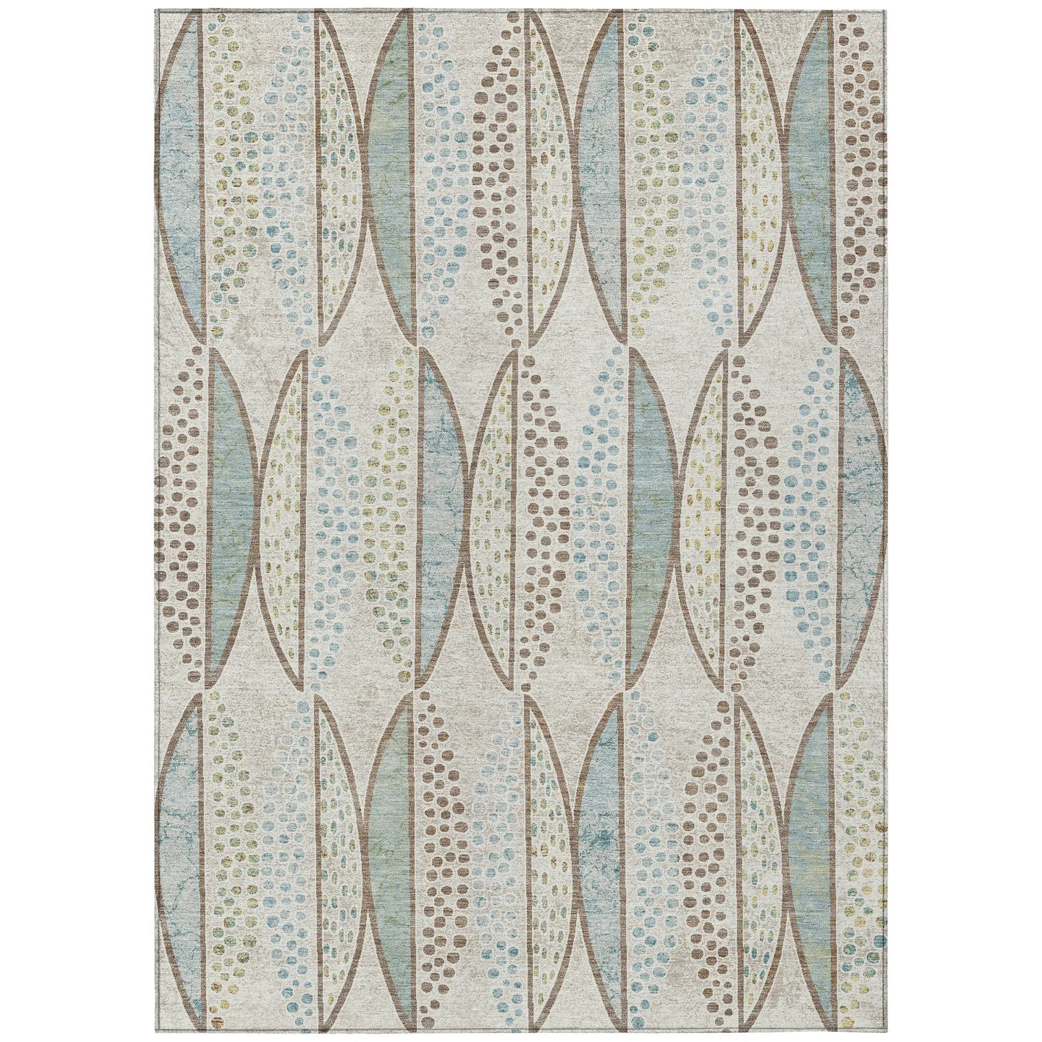 9' X 12' Ivory And Brown Geometric Washable Indoor Outdoor Area Rug Homeroots Outdoor