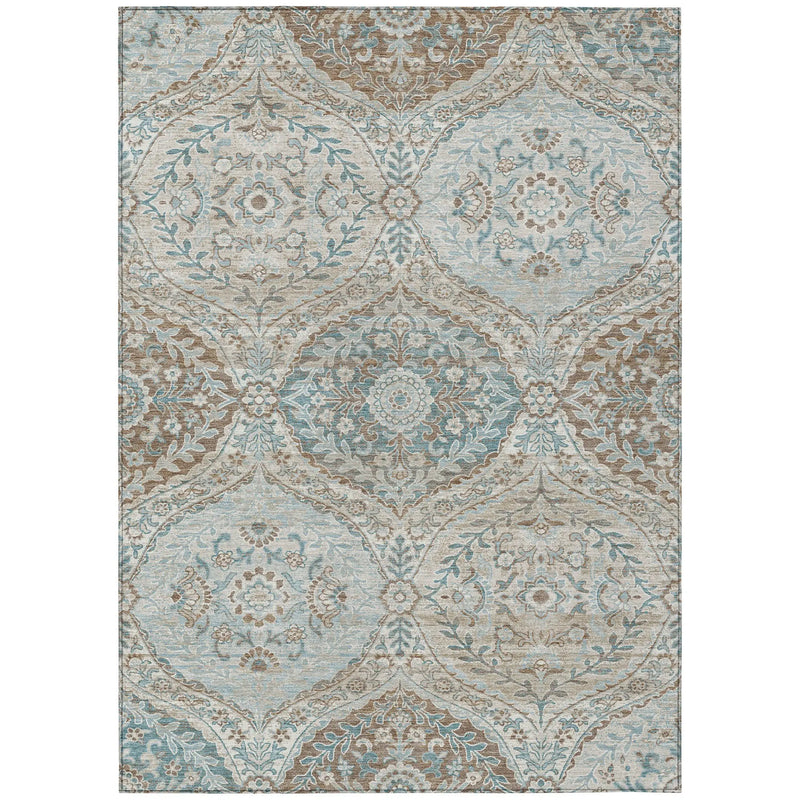 9' X 12' Ivory And Brown Ogee Washable Indoor Outdoor Area Rug Homeroots Outdoor