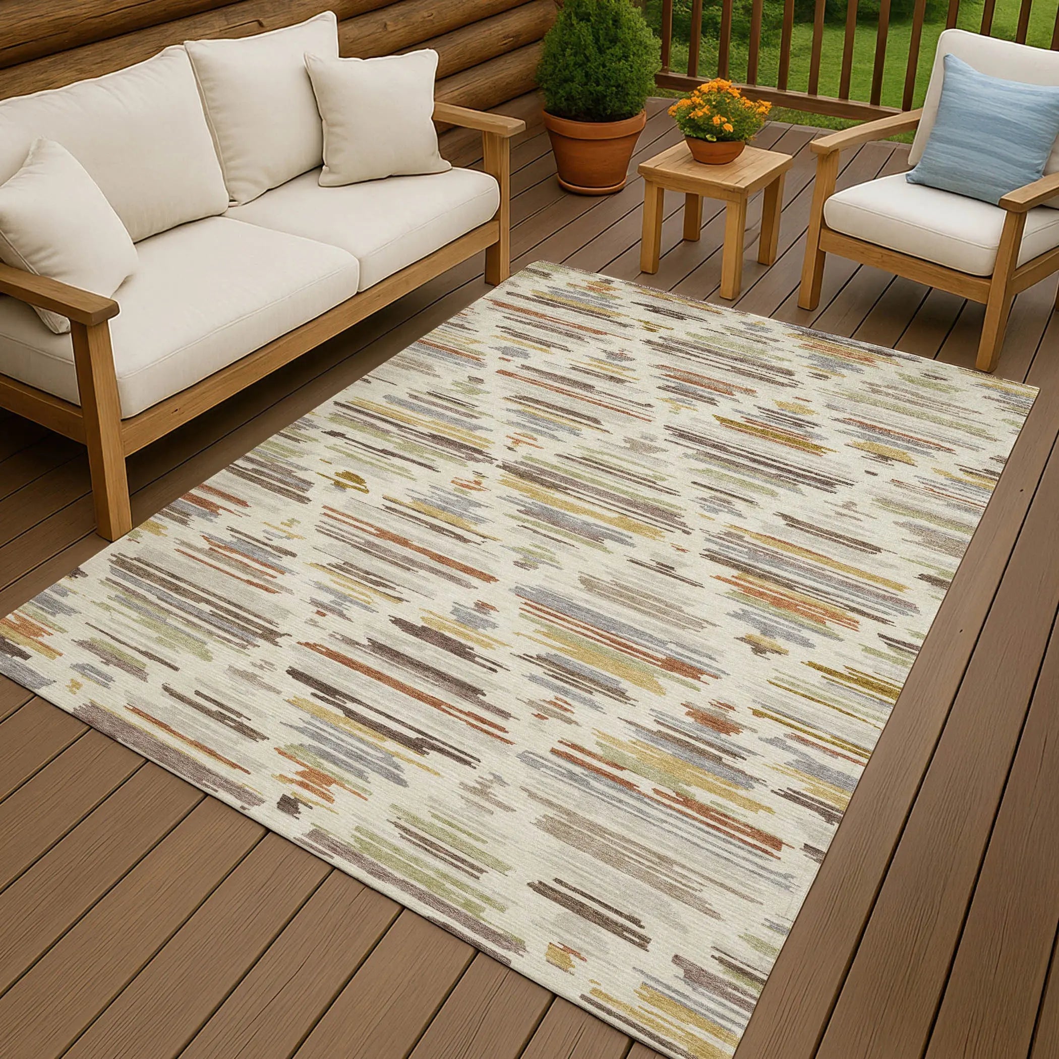 9' X 12' Ivory And Brown Southwestern Washable Indoor Outdoor Area Rug Homeroots Outdoor
