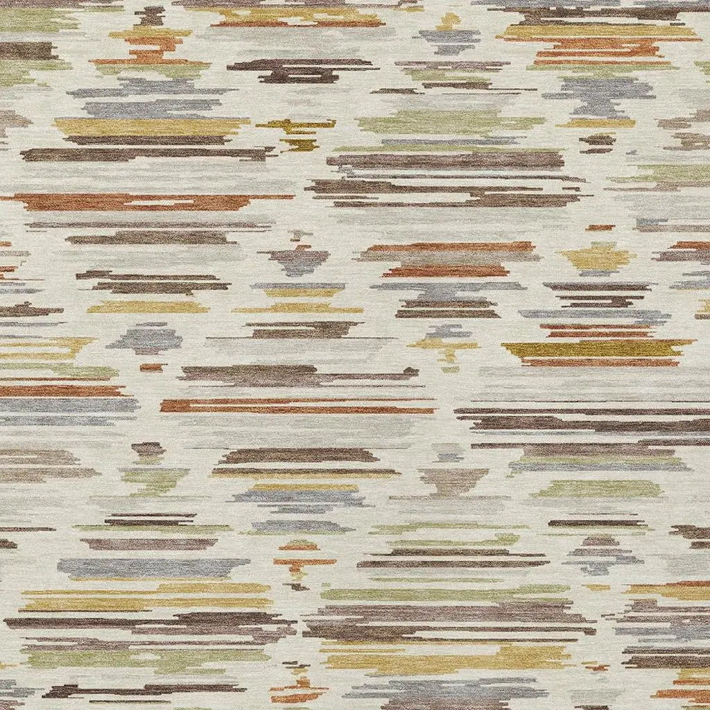 9' X 12' Ivory And Brown Southwestern Washable Indoor Outdoor Area Rug Homeroots Outdoor