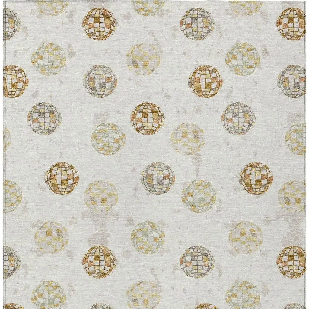 9' X 12' Ivory And Copper Geometric Washable Indoor Outdoor Area Rug Homeroots Outdoor