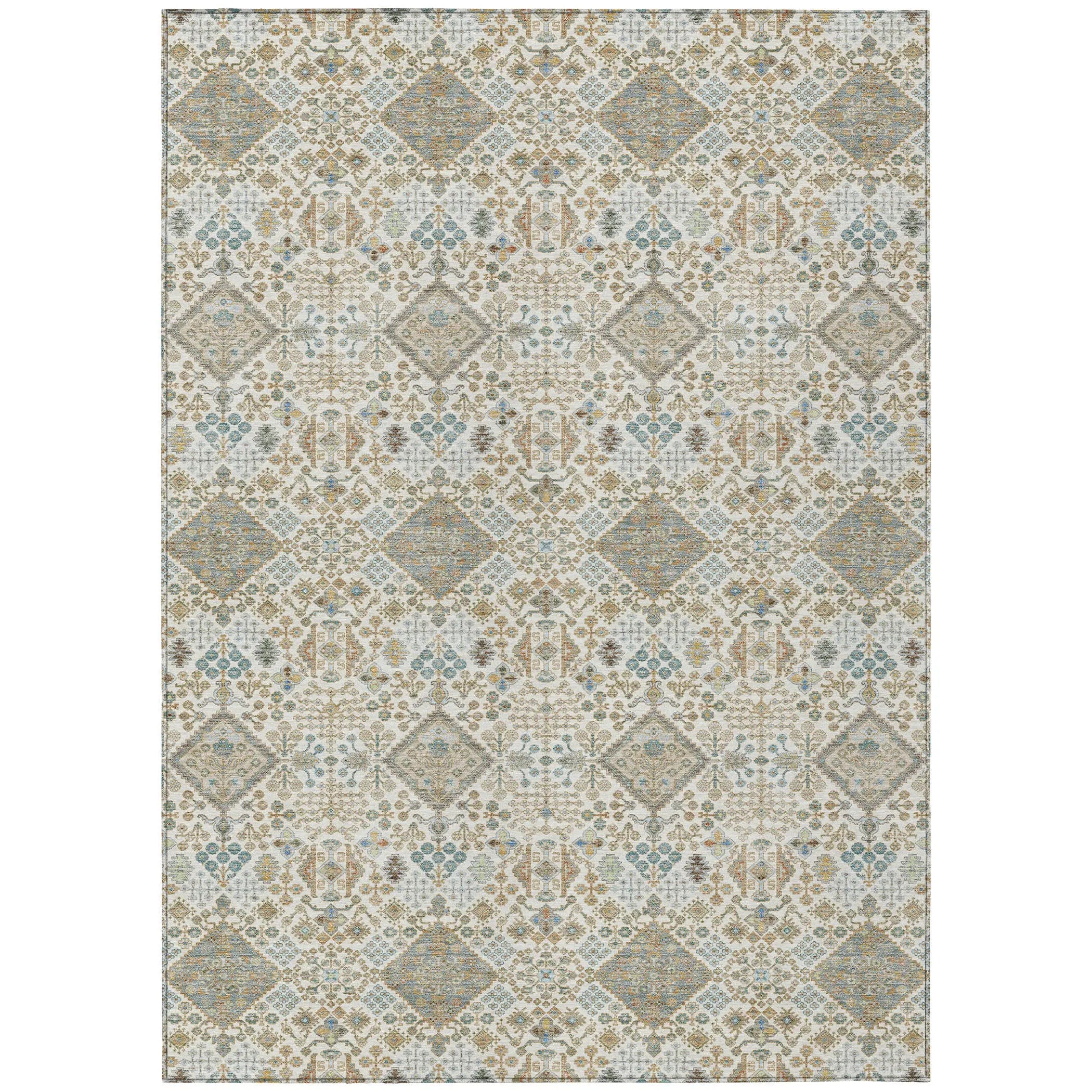 9' X 12' Ivory And Copper Geometric Washable Indoor Outdoor Area Rug Homeroots Outdoor