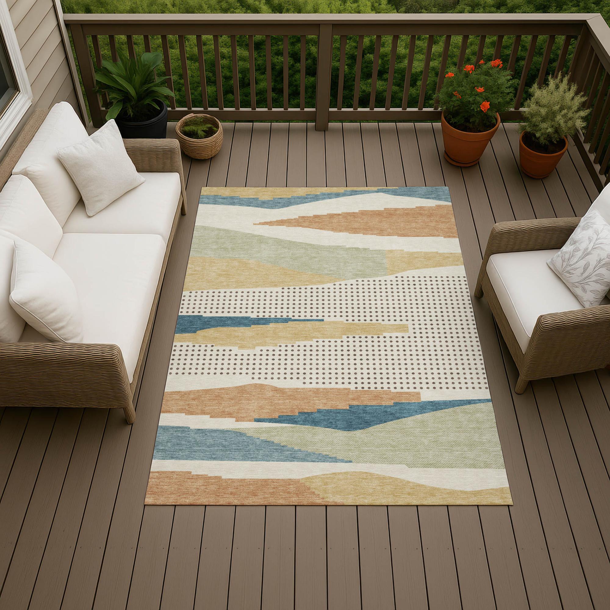 9' X 12' Ivory And Cream Abstract Washable Indoor Outdoor Area Rug Homeroots Outdoor
