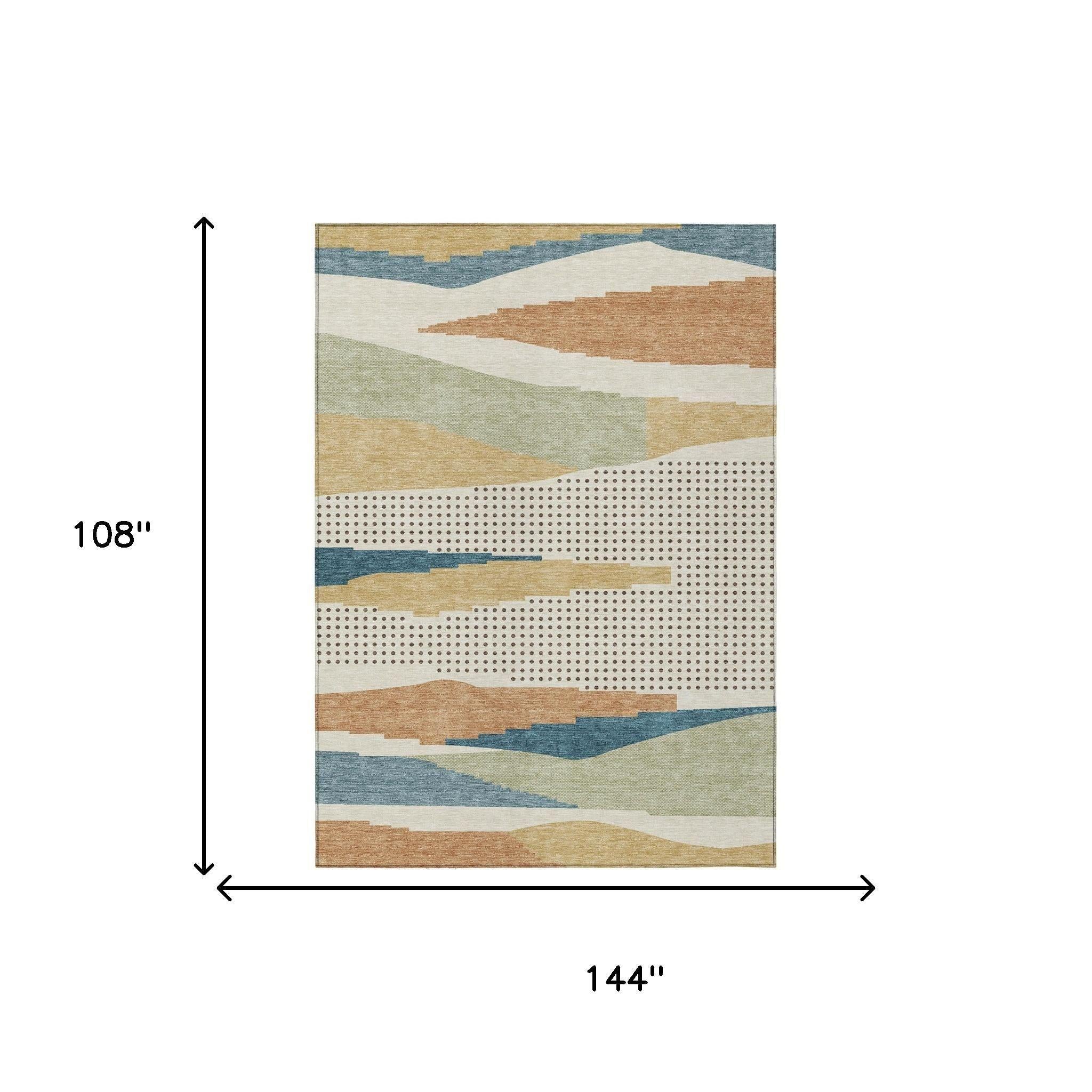 9' X 12' Ivory And Cream Abstract Washable Indoor Outdoor Area Rug Homeroots Outdoor