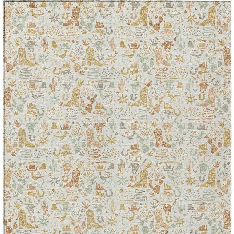 9' X 12' Ivory And Cream Stars Washable Indoor Outdoor Area Rug Homeroots Outdoor