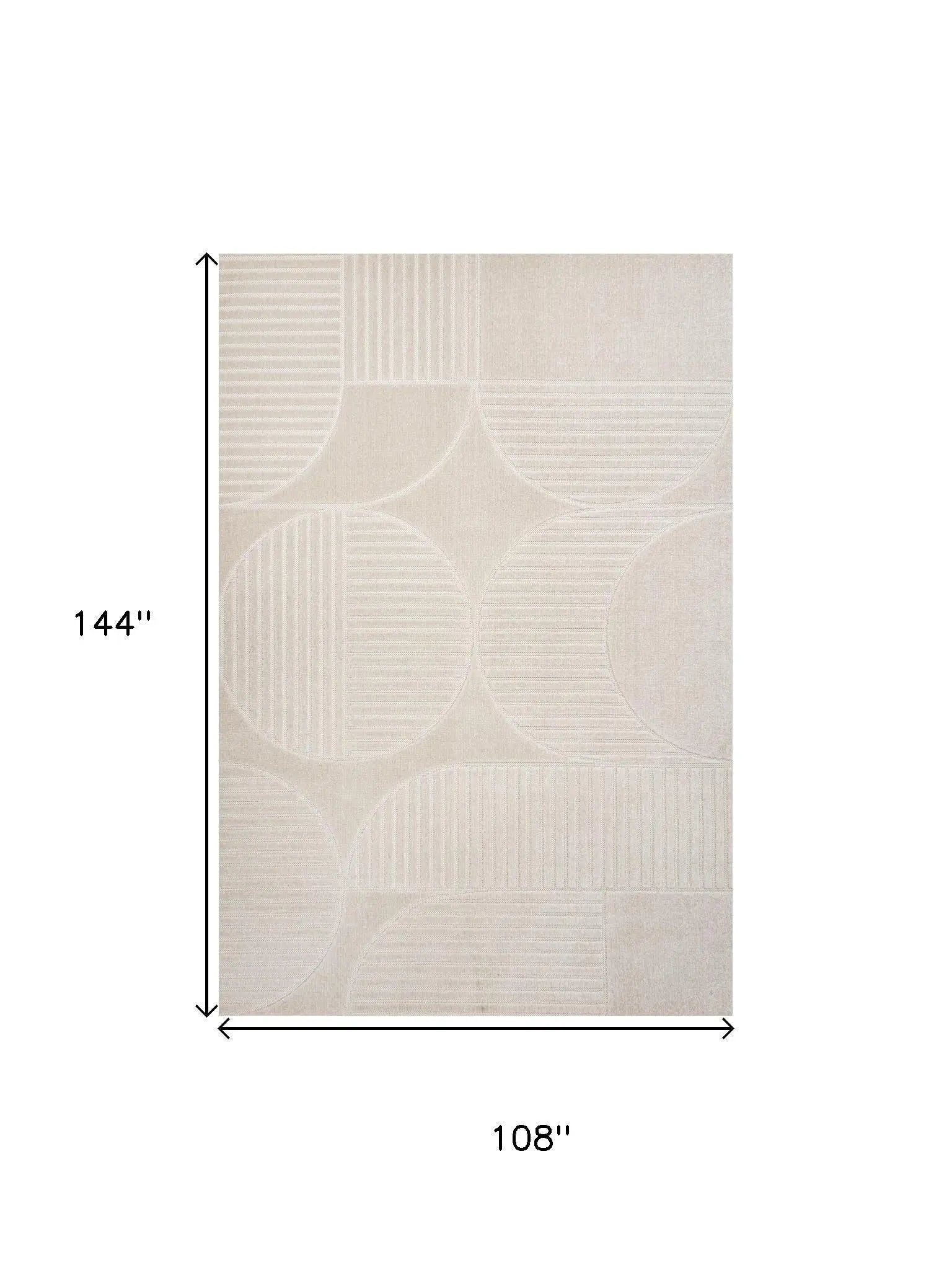 9' X 12' Ivory And Cream Striped Indoor Outdoor Area Rug Homeroots Outdoor