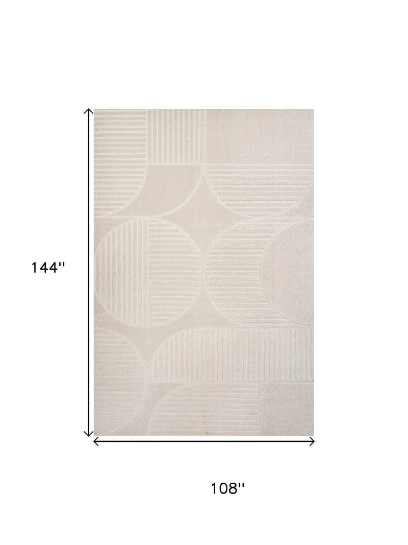 9' X 12' Ivory And Cream Striped Indoor Outdoor Area Rug Homeroots Outdoor