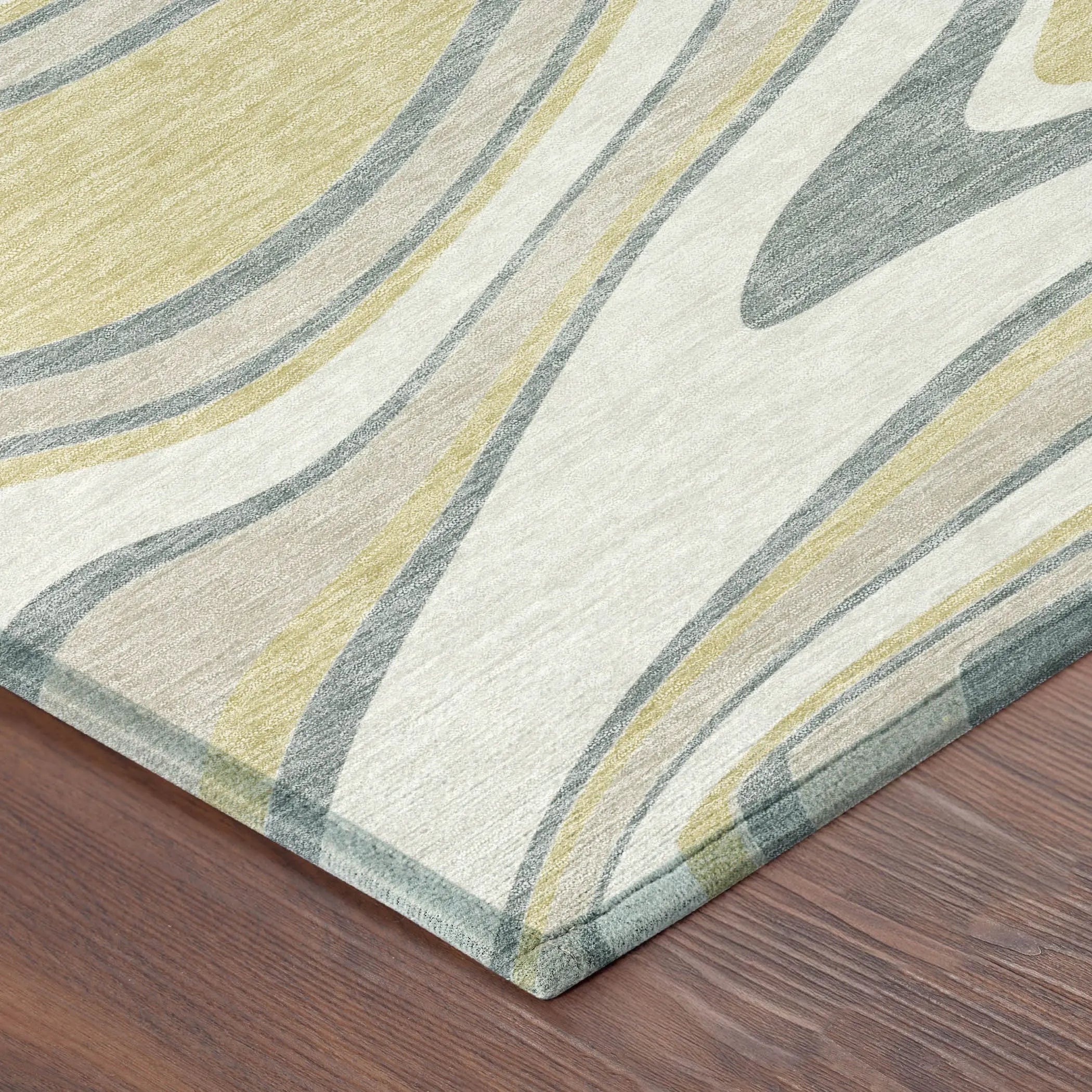 9' X 12' Ivory And Gold Abstract Washable Indoor Outdoor Area Rug Homeroots Outdoor