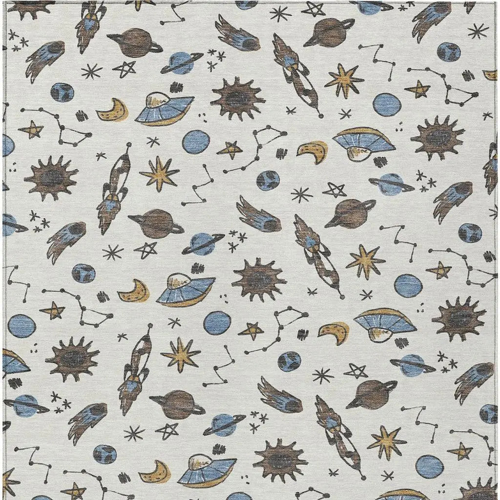 9' X 12' Ivory And Gold Animal Print Washable Indoor Outdoor Area Rug Homeroots Outdoor
