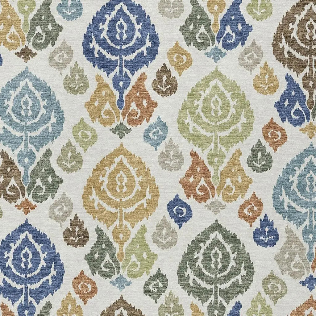 9' X 12' Ivory And Gold Damask Washable Indoor Outdoor Area Rug Homeroots Outdoor