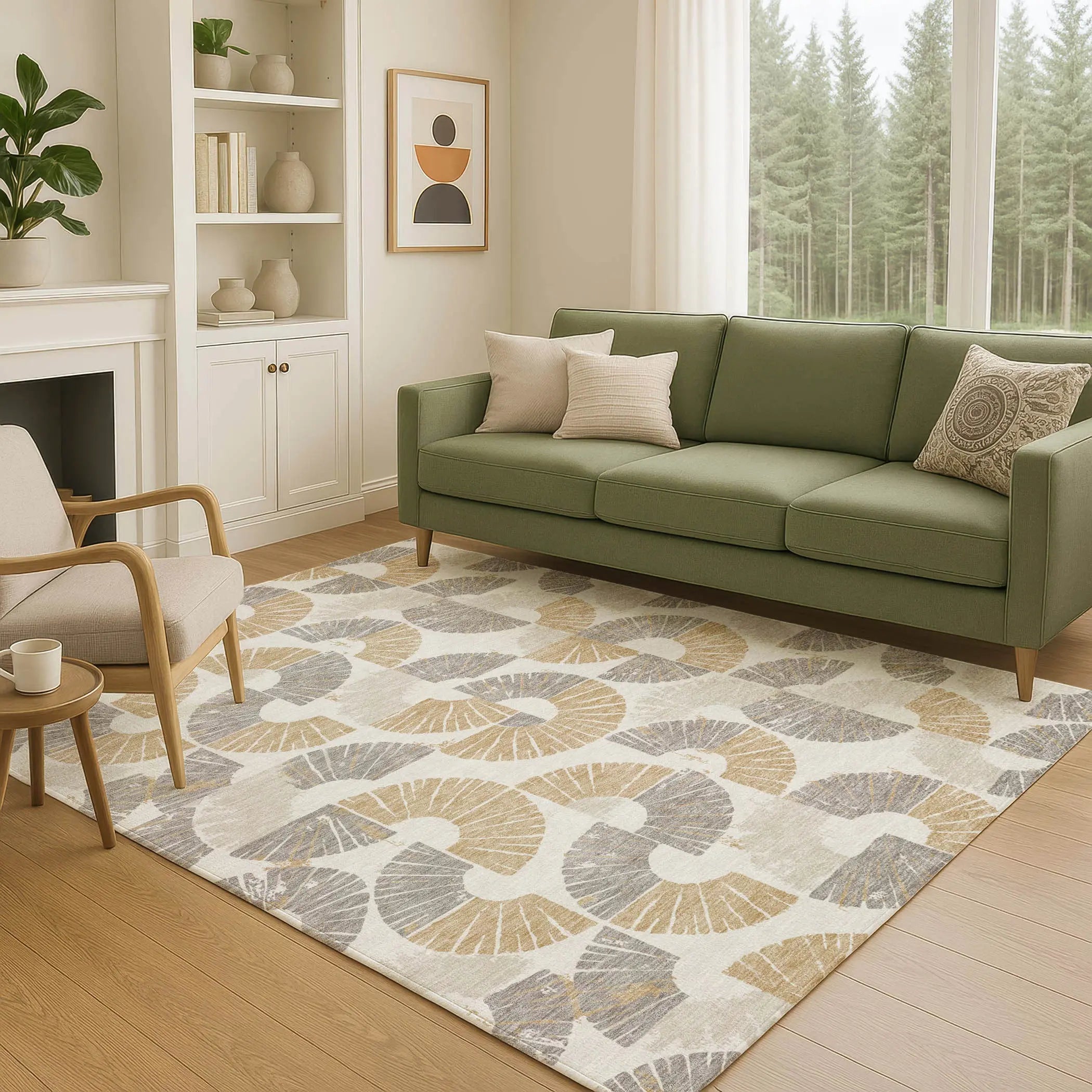9' X 12' Ivory And Gold Geometric Washable Indoor Outdoor Area Rug Homeroots Outdoor