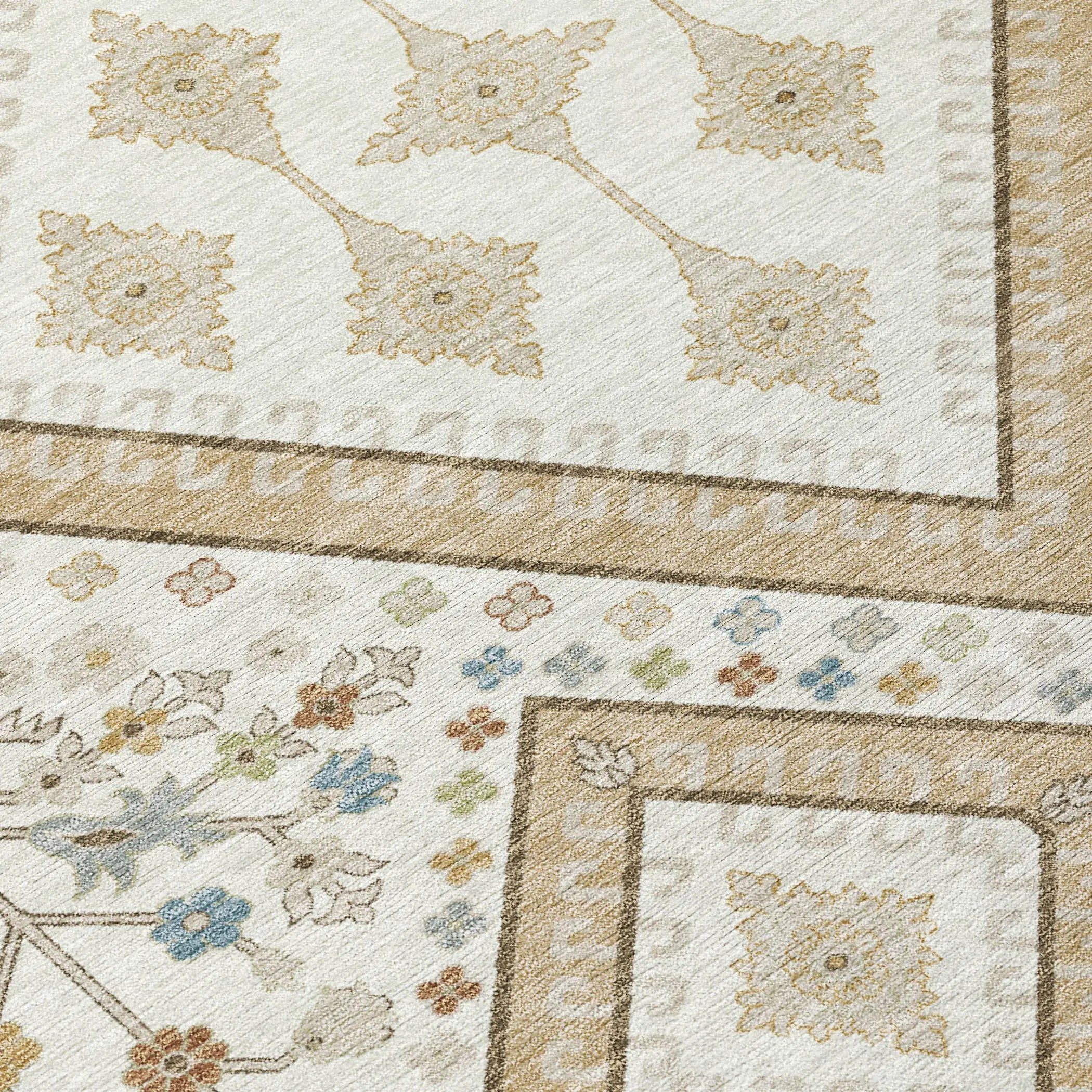 9' X 12' Ivory And Gold Medallion Washable Indoor Outdoor Area Rug Homeroots Outdoor