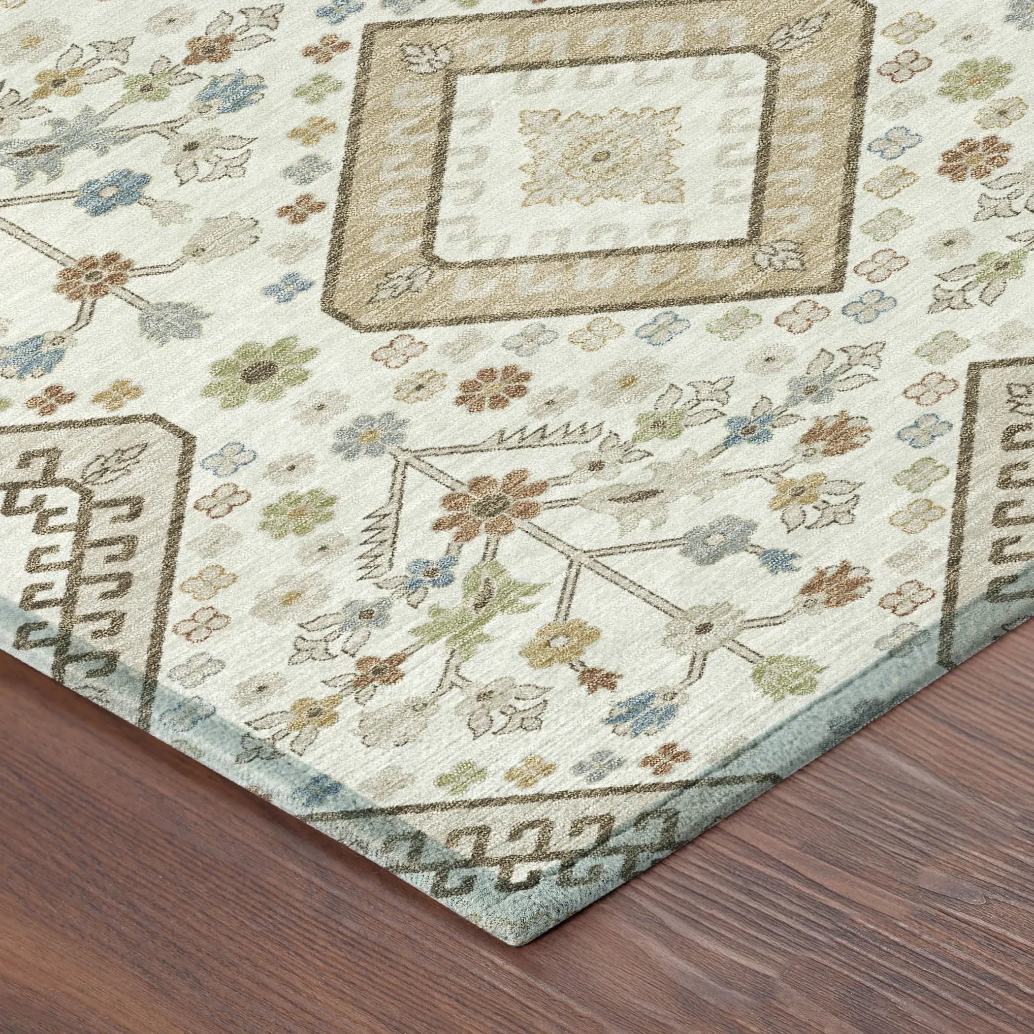 9' X 12' Ivory And Gold Medallion Washable Indoor Outdoor Area Rug Homeroots Outdoor