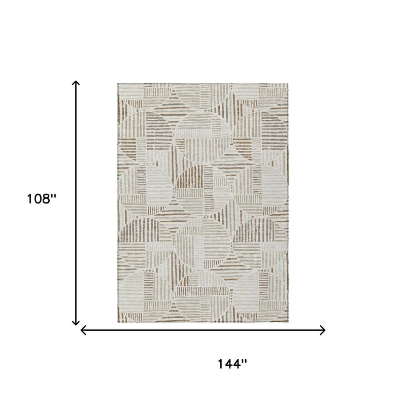 9' X 12' Ivory And Graphite Geometric Washable Indoor Outdoor Area Rug Homeroots Outdoor