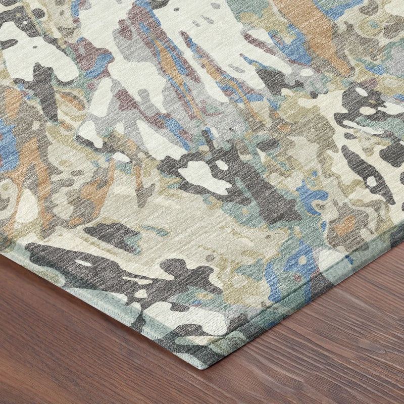 9' X 12' Ivory And Gray Abstract Washable Indoor Outdoor Area Rug Homeroots Outdoor