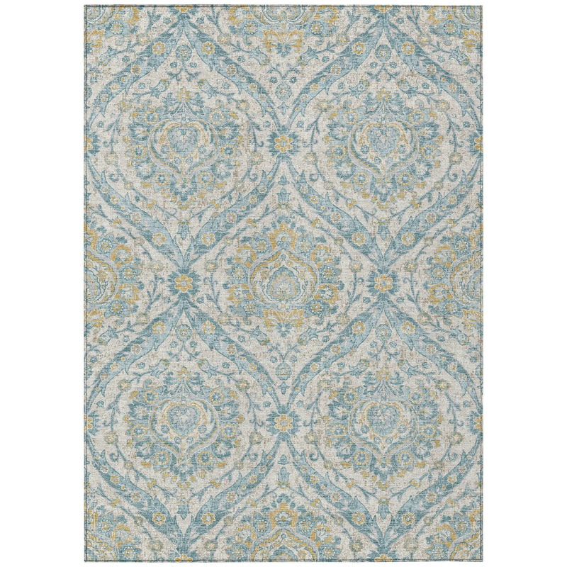 9' X 12' Ivory And Gray Floral Washable Indoor Outdoor Area Rug Homeroots Outdoor