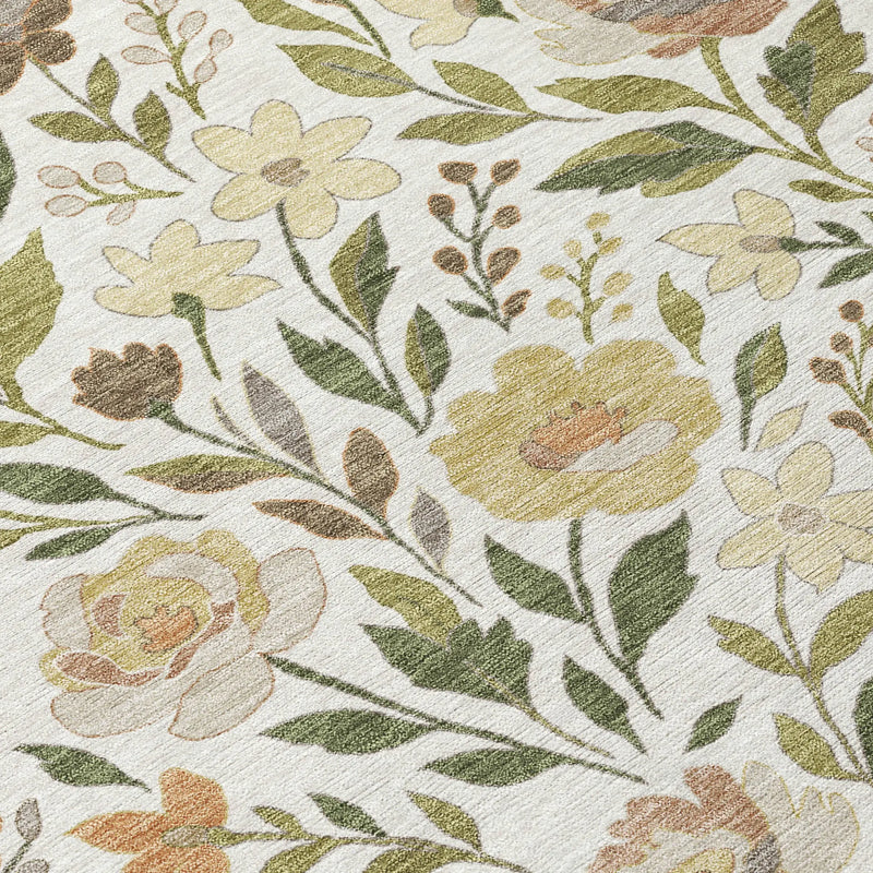 9' X 12' Ivory And Gray Floral Washable Indoor Outdoor Area Rug Homeroots Outdoor