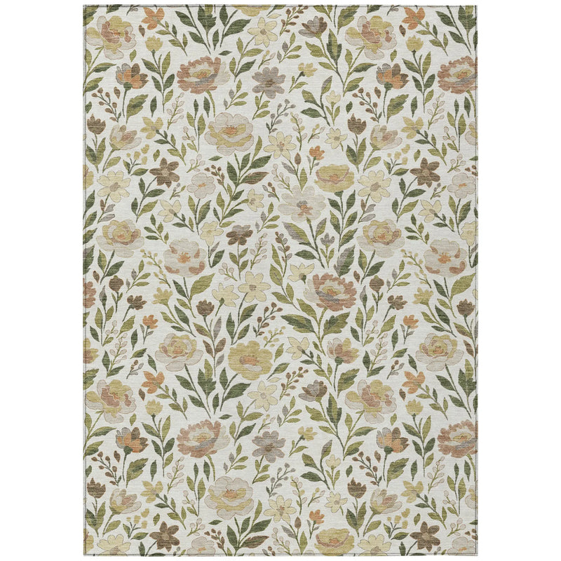 9' X 12' Ivory And Gray Floral Washable Indoor Outdoor Area Rug Homeroots Outdoor