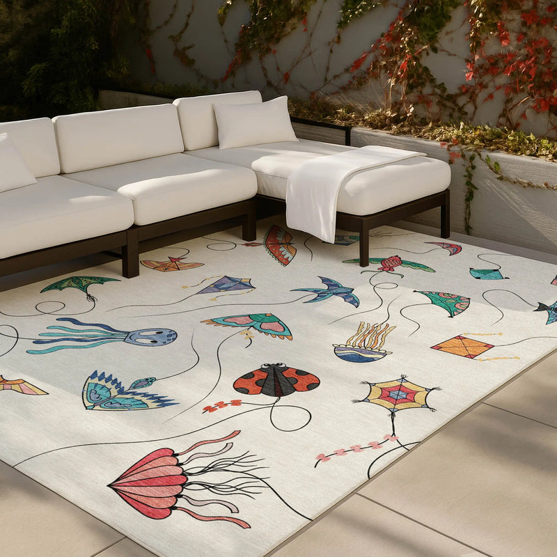 9' X 12' Ivory And Gray Geometric Washable Indoor Outdoor Area Rug Homeroots Outdoor