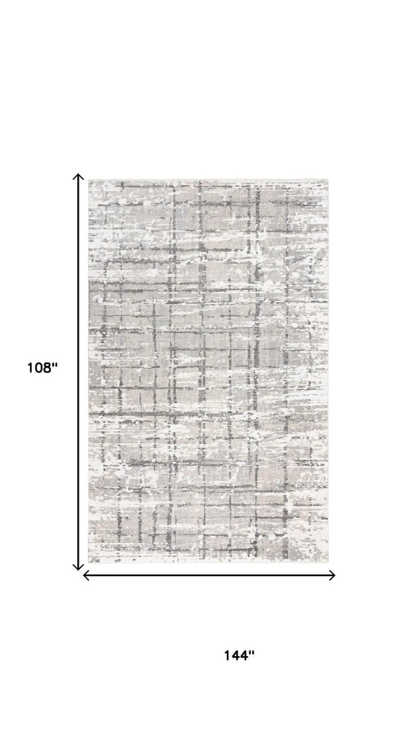 9' X 12' Ivory And Gray New Zealand Lambs Wool Abstract Hand Carved Handmade Area Rug Homeroots Home Decor