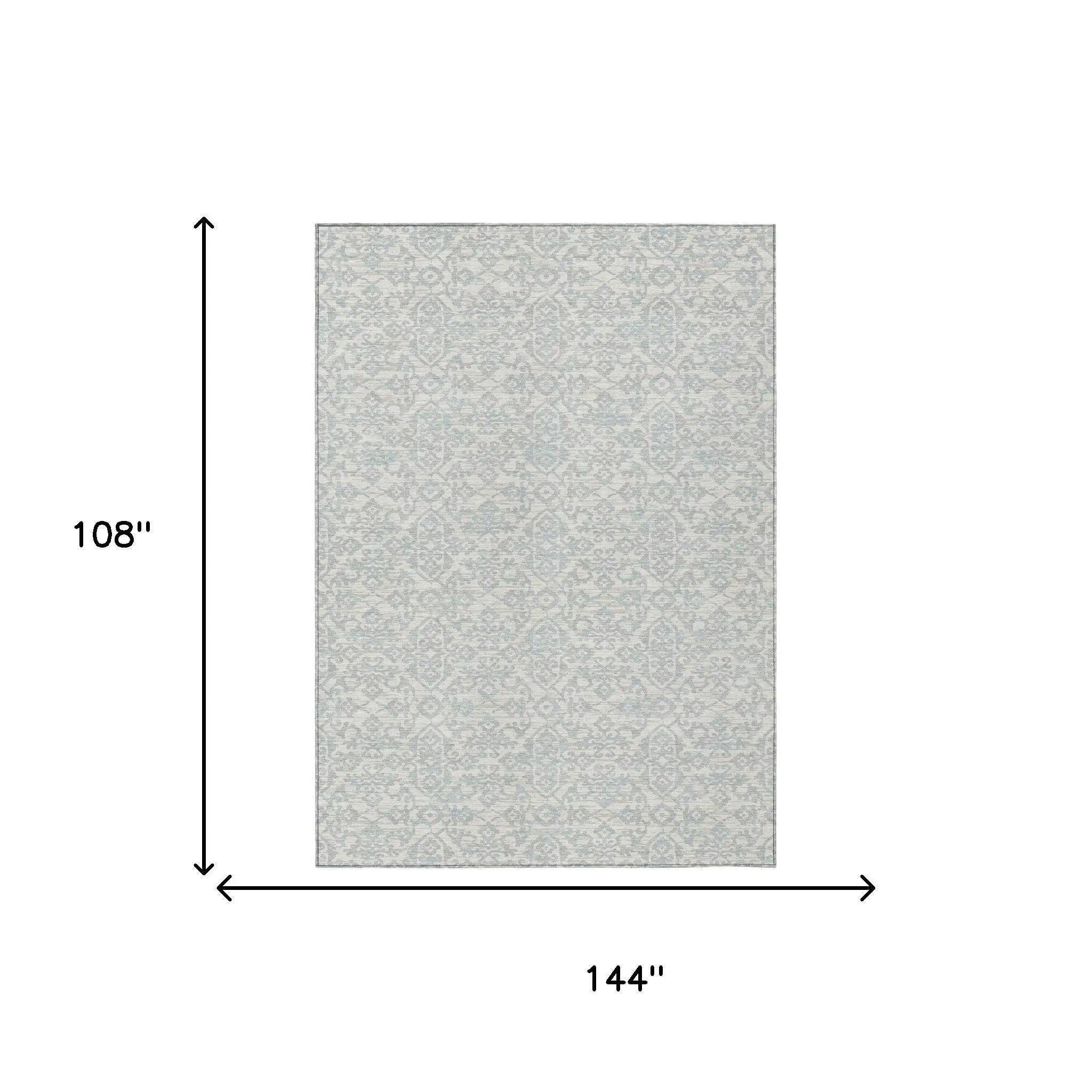 9' X 12' Ivory And Gray Oriental Washable Indoor Outdoor Area Rug Homeroots Outdoor