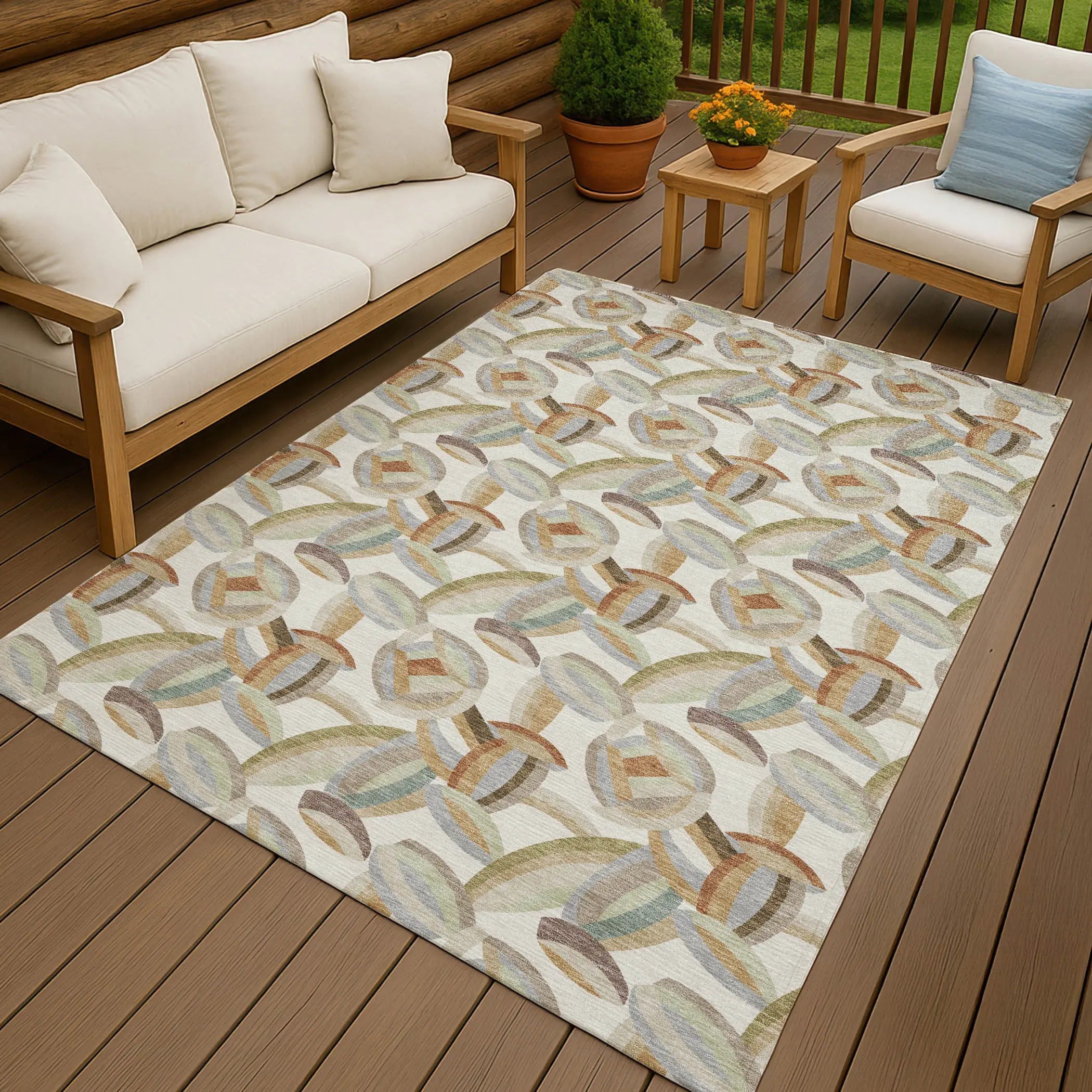 9' X 12' Ivory And Green Abstract Washable Indoor Outdoor Area Rug Homeroots Outdoor