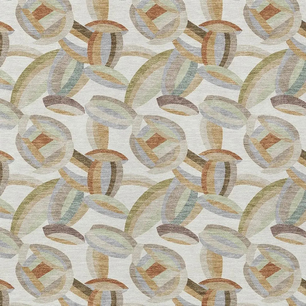 9' X 12' Ivory And Green Abstract Washable Indoor Outdoor Area Rug Homeroots Outdoor