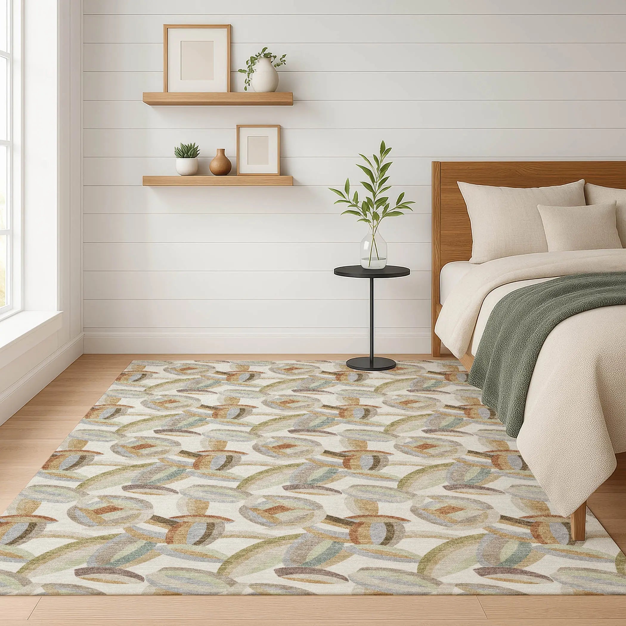 9' X 12' Ivory And Green Abstract Washable Indoor Outdoor Area Rug Homeroots Outdoor