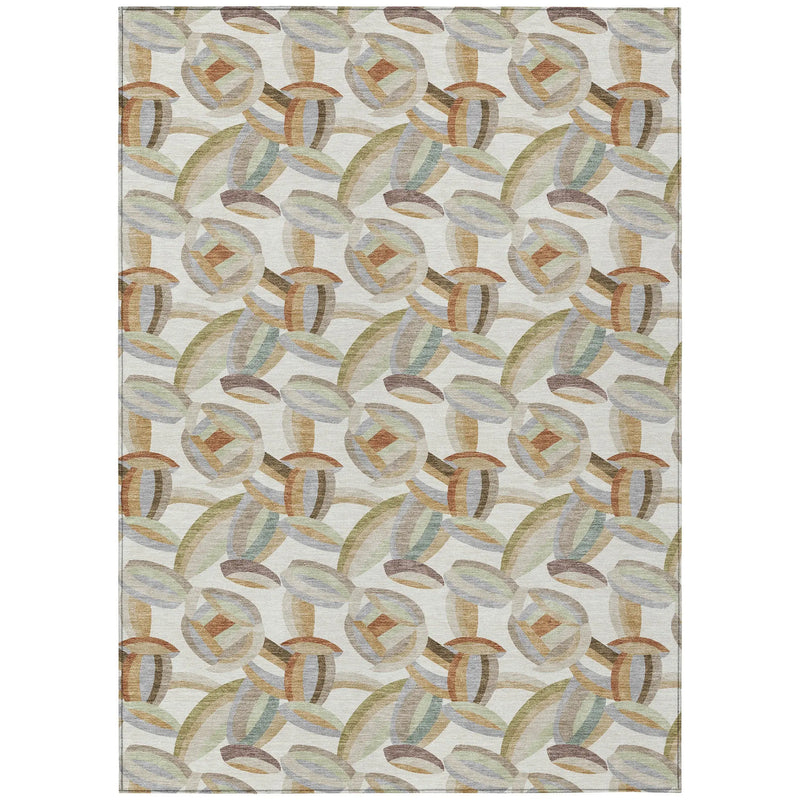 9' X 12' Ivory And Green Abstract Washable Indoor Outdoor Area Rug Homeroots Outdoor
