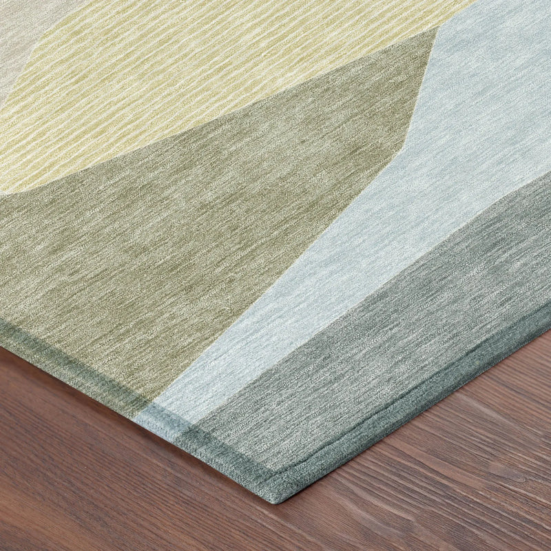 9' X 12' Ivory And Green Geometric Washable Indoor Outdoor Area Rug Homeroots Outdoor