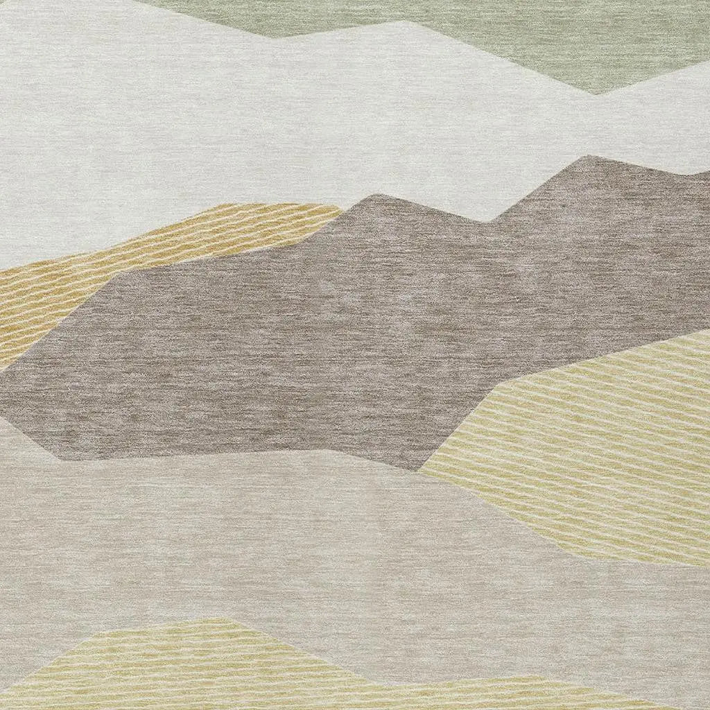 9' X 12' Ivory And Green Geometric Washable Indoor Outdoor Area Rug Homeroots Outdoor