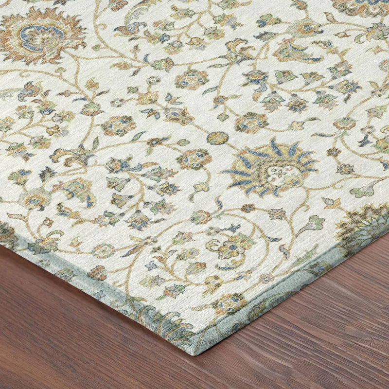 9' X 12' Ivory And Khaki Floral Washable Indoor Outdoor Area Rug Homeroots Outdoor