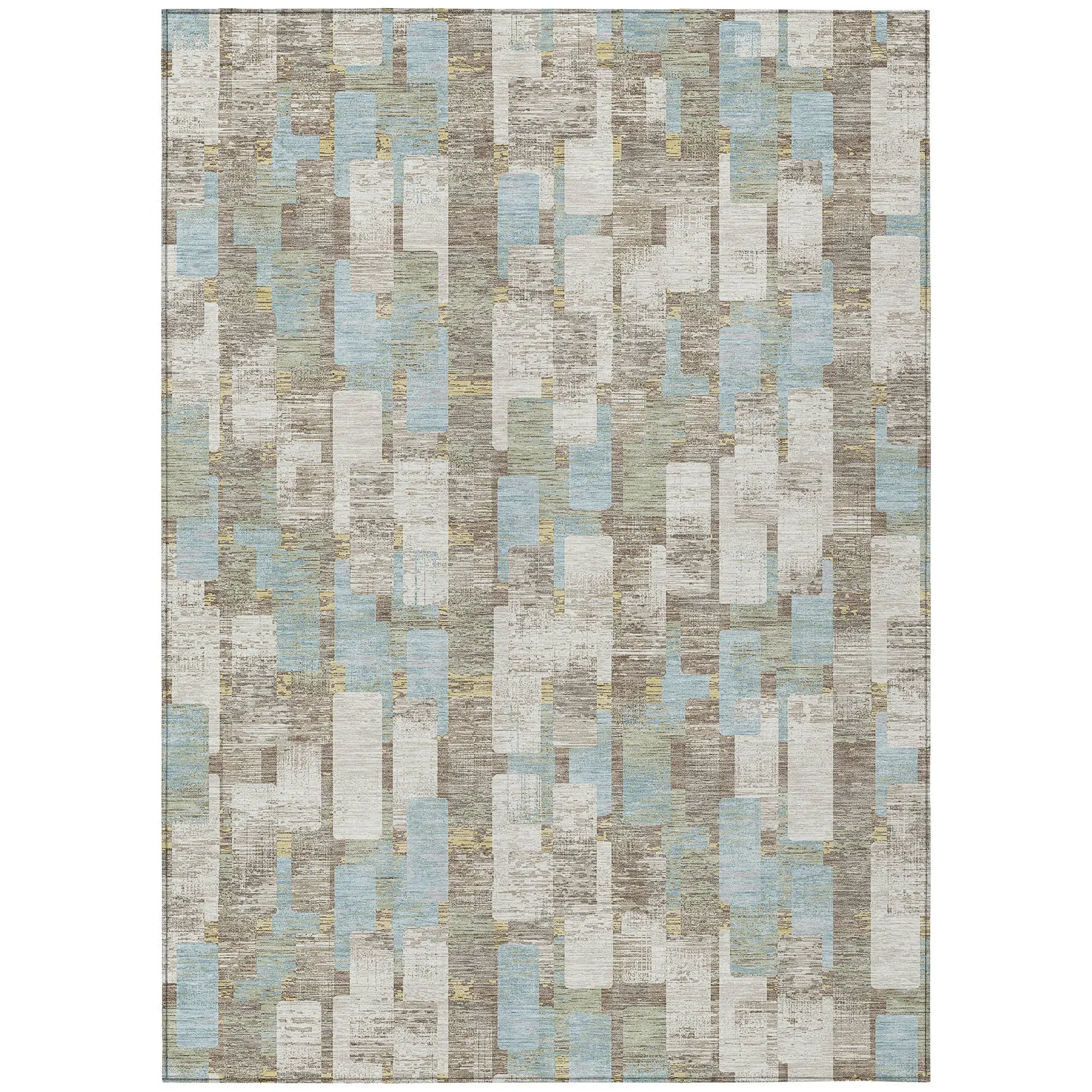 9' X 12' Ivory And Khaki Geometric Washable Indoor Outdoor Area Rug Homeroots Outdoor
