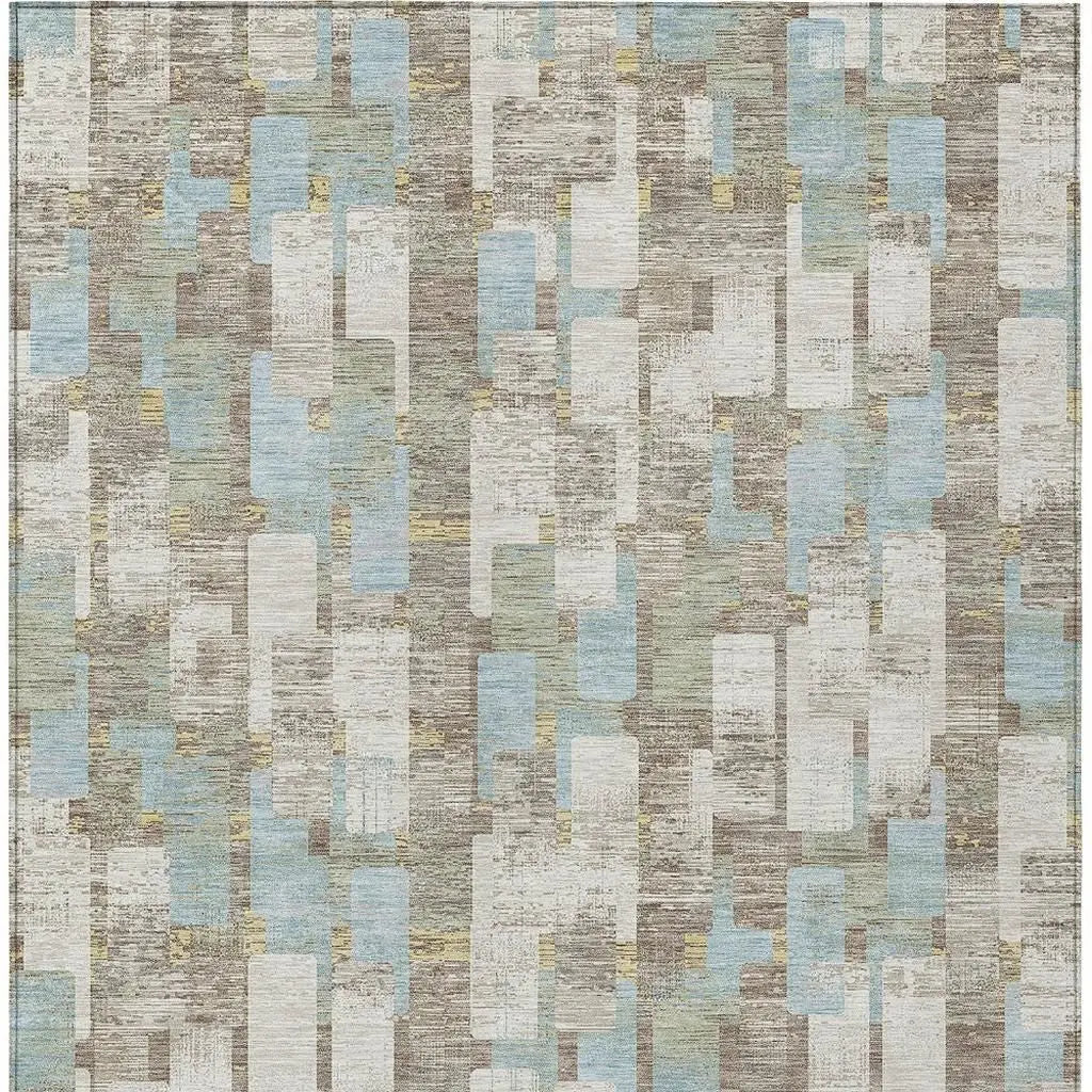 9' X 12' Ivory And Khaki Geometric Washable Indoor Outdoor Area Rug Homeroots Outdoor