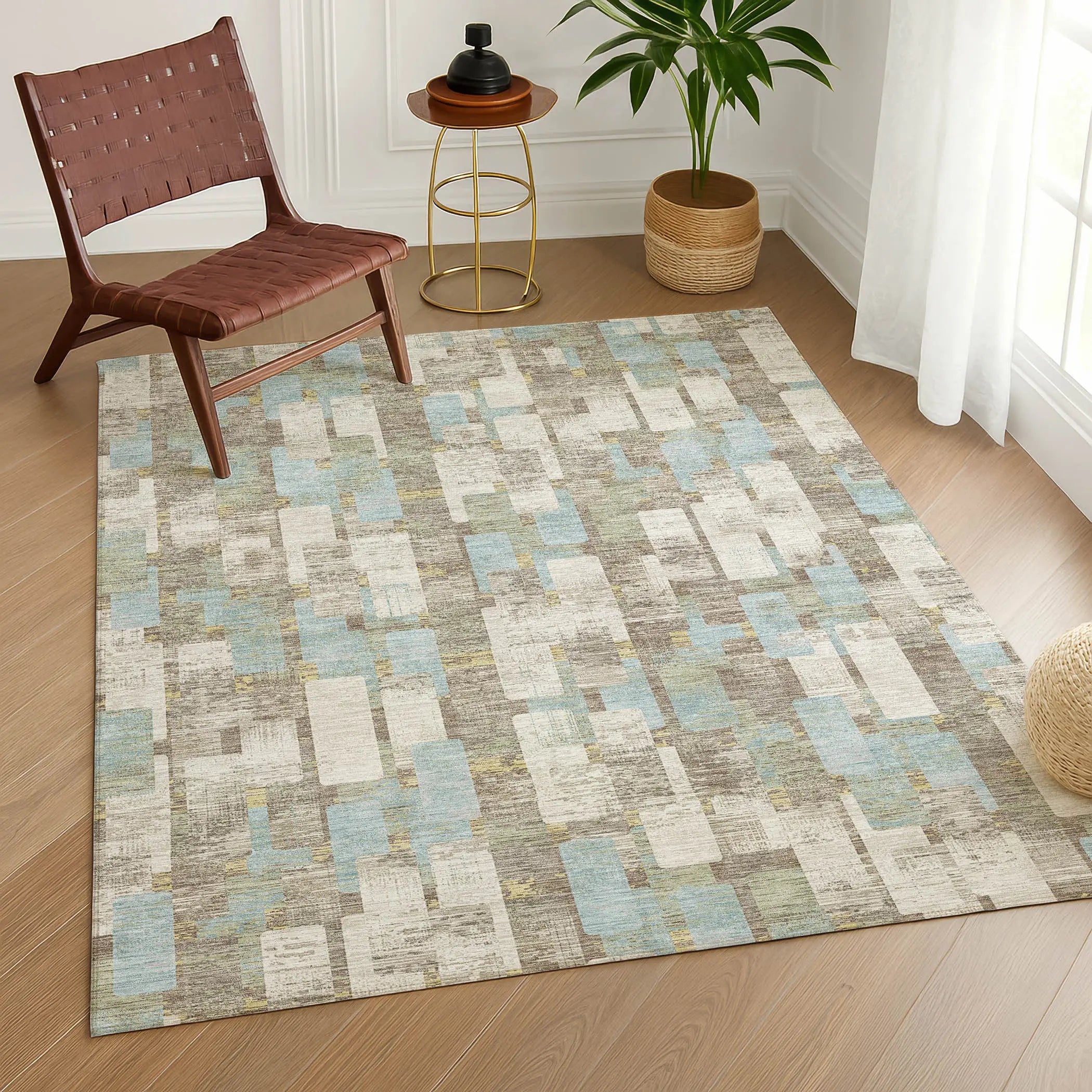 9' X 12' Ivory And Khaki Geometric Washable Indoor Outdoor Area Rug Homeroots Outdoor