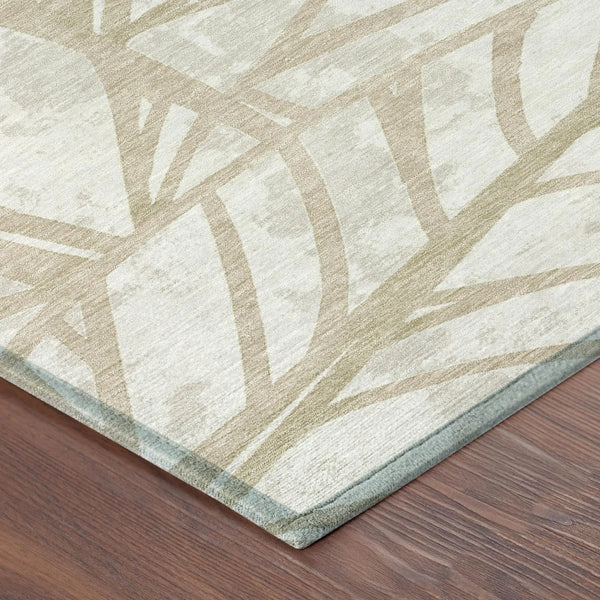 9' X 12' Ivory And Linen Floral Washable Indoor Outdoor Area Rug Homeroots Outdoor