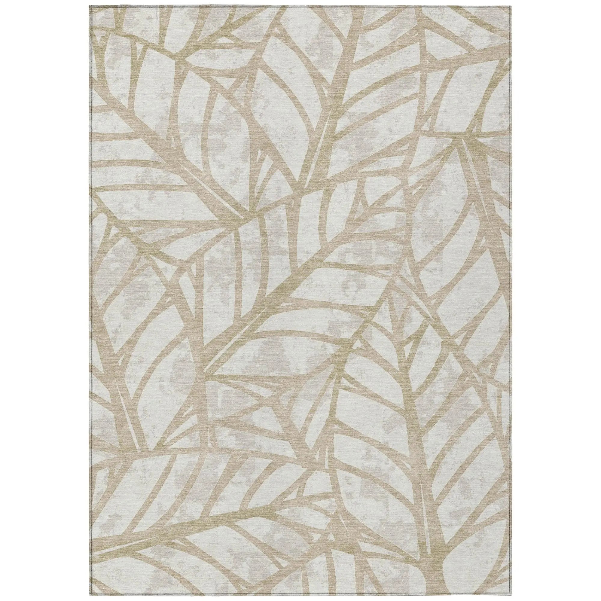 9' X 12' Ivory And Linen Floral Washable Indoor Outdoor Area Rug Homeroots Outdoor