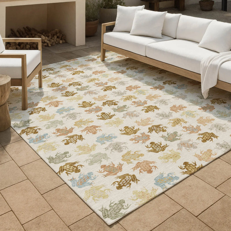 9' X 12' Ivory And Linen Geometric Washable Indoor Outdoor Area Rug Homeroots Outdoor
