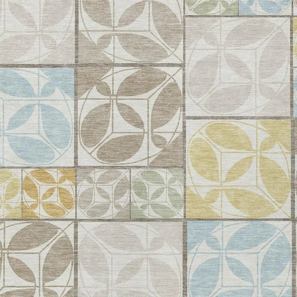 9' X 12' Ivory And Linen Geometric Washable Indoor Outdoor Area Rug Homeroots Outdoor