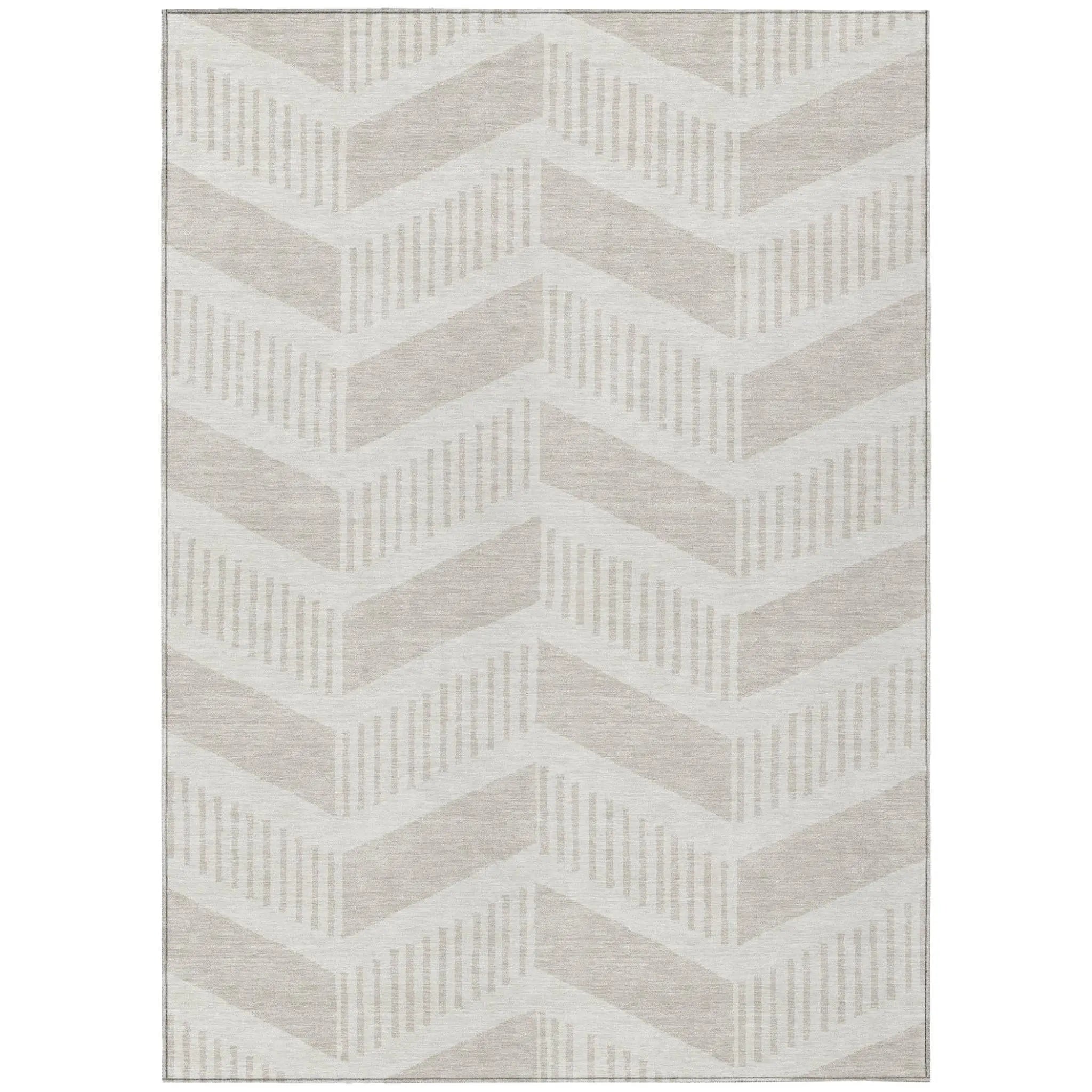 9' X 12' Ivory And Linen Geometric Washable Indoor Outdoor Area Rug Homeroots Outdoor